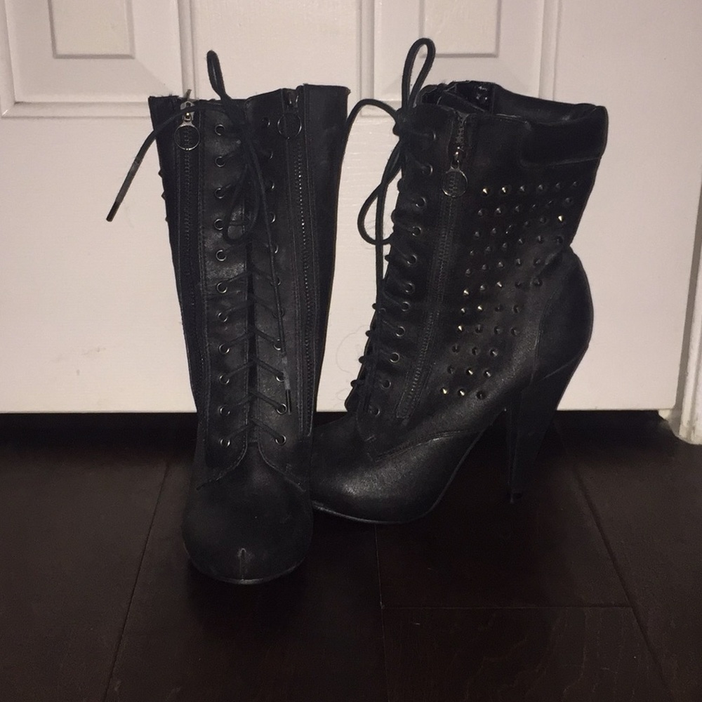 Studded heeled booties